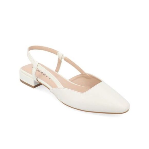 Journee Shoes - Journee Women’s Ivory Goring Paislee Square Toe Block Heel Slingback Shoe